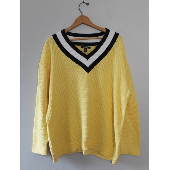 Chaps Sweaters - Chaps 3X Vintage Preppy Sweater Yellow Blue